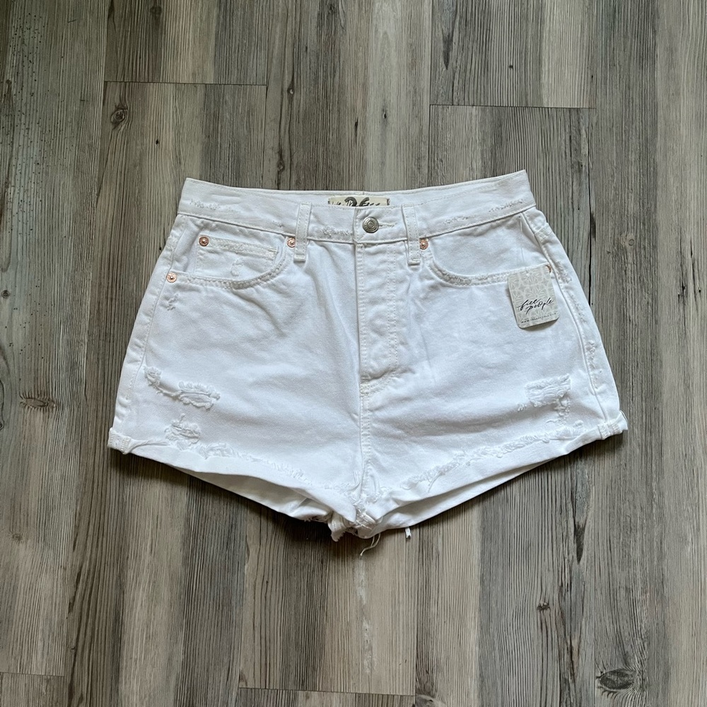 Free People White Lasso Shorts